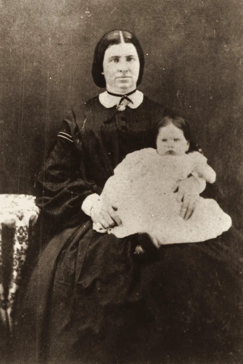 Mrs Alfred William Foote with baby Lucy, c. 1864. An archive photograph.